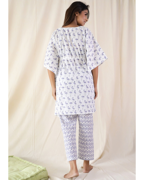Flamingo print kaftan and pyjama - set of two 1