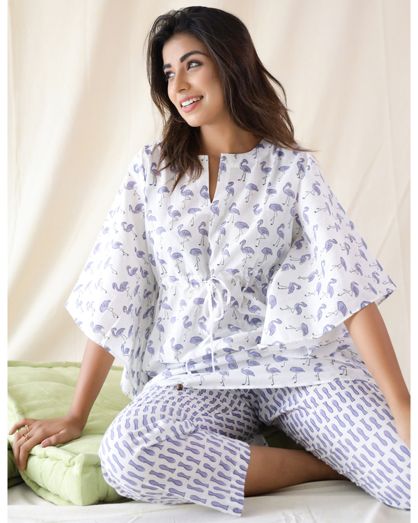Flamingo print kaftan and pyjama - set of two 2