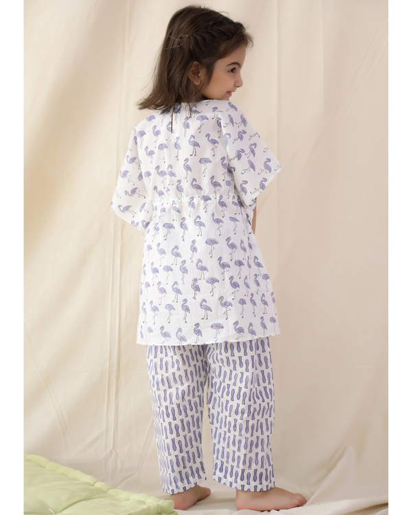 Flamingo print kaftan and pyjama - set of two 1