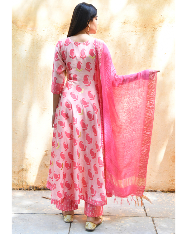 Pastel pink kairi printed kurta set - set of three 3