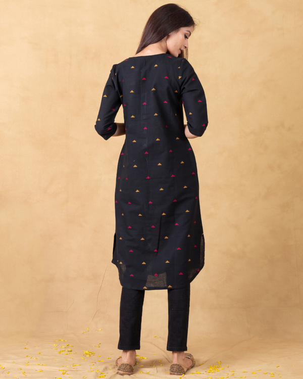 Black woven kurta 1