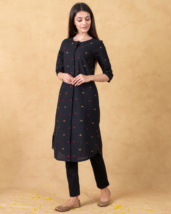 Black woven kurta 2