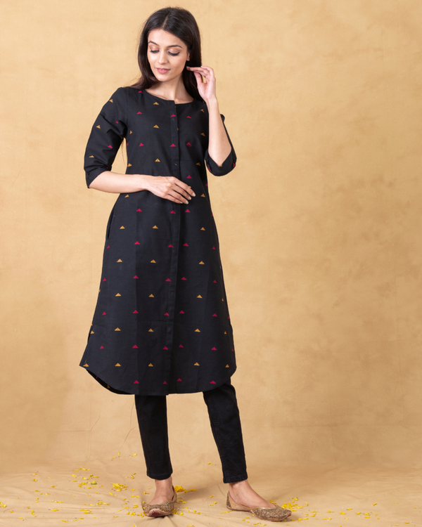 Black woven kurta 3