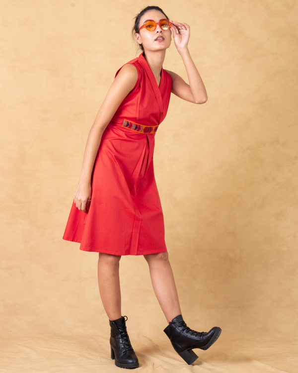Bright orange a-line dress 2