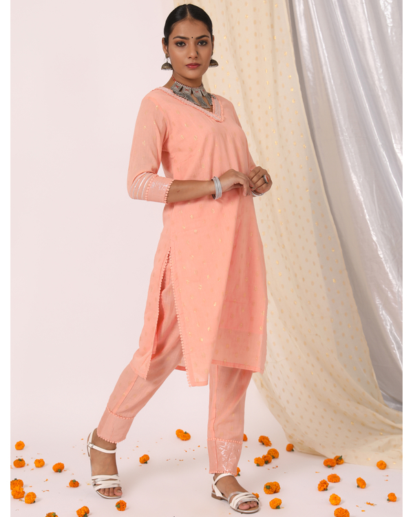 Peach gota work suit set - set of three 2