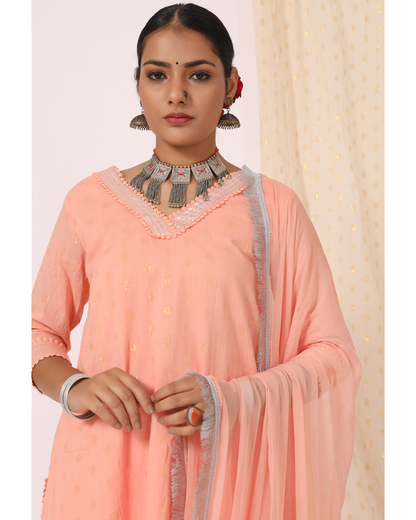 Peach gota work suit set - set of three 3