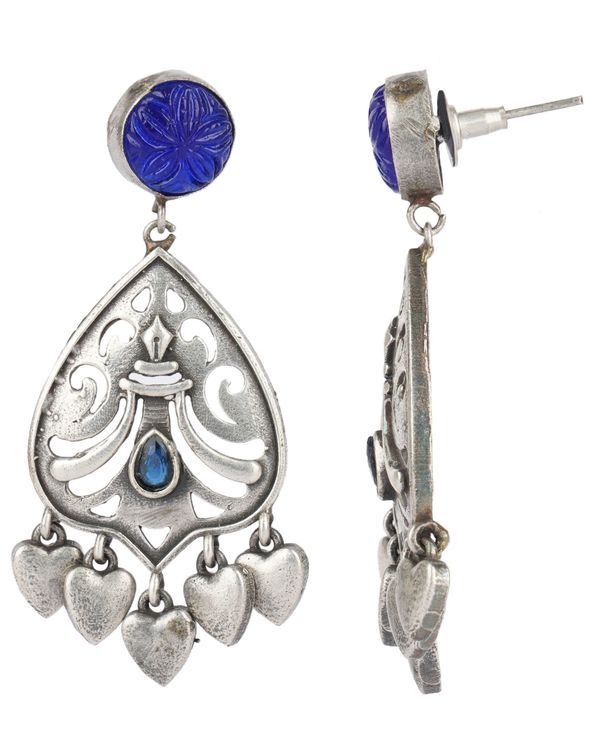 Blue stone leaflet earrings 2