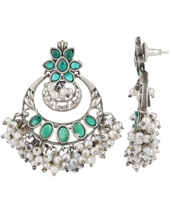 Green stone chandbali earrings 2