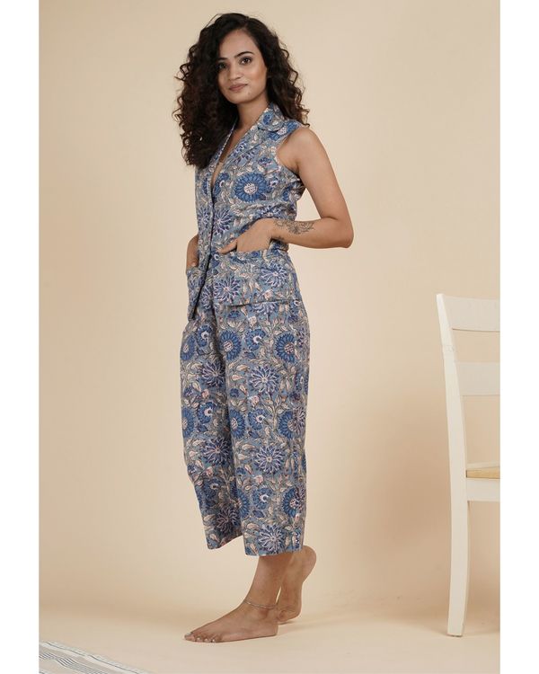 Blue hand block printed co-ord set - set of two 2