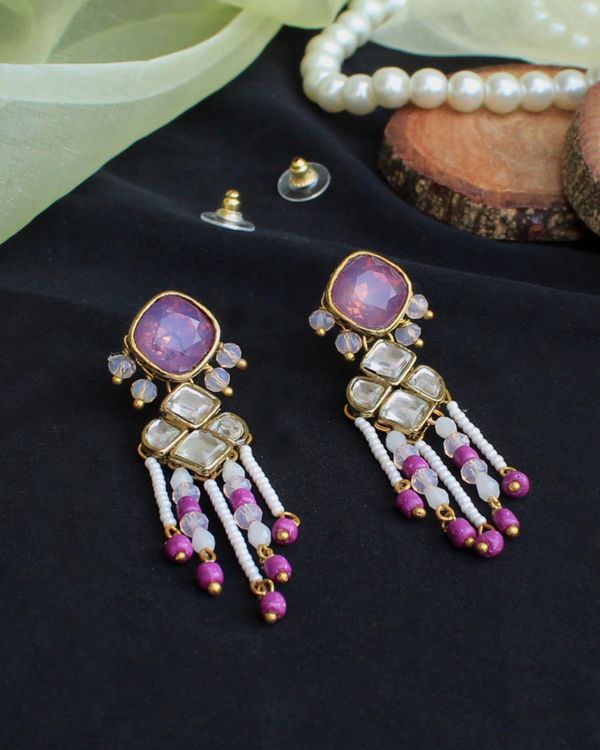 Purple honeycomb kundan drop choker with earrings - set of two 1