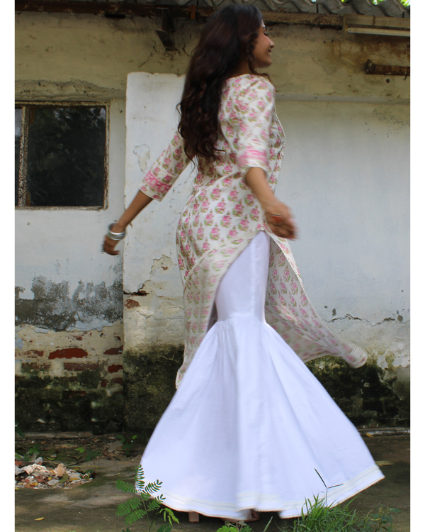 Off-white hand block printed kurta 1