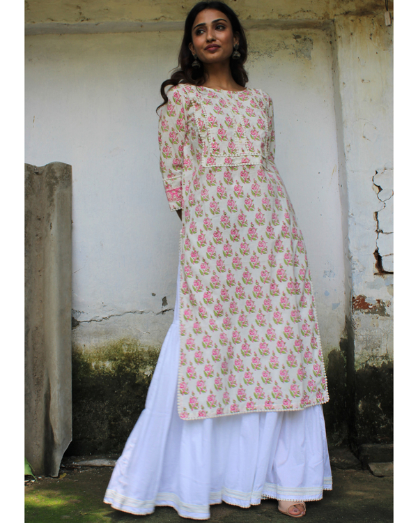 Off-white hand block printed kurta 2