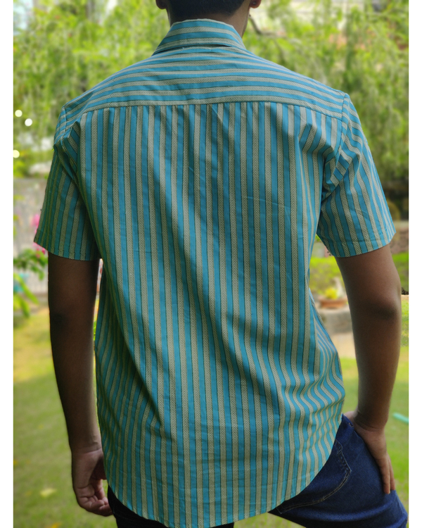 Blue stripes half sleeve shirt 1
