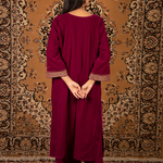 Priya Chaudhary - Purple Silk Velvet Embroidered Sequin V Neck Kurta And  Pant Set For Women