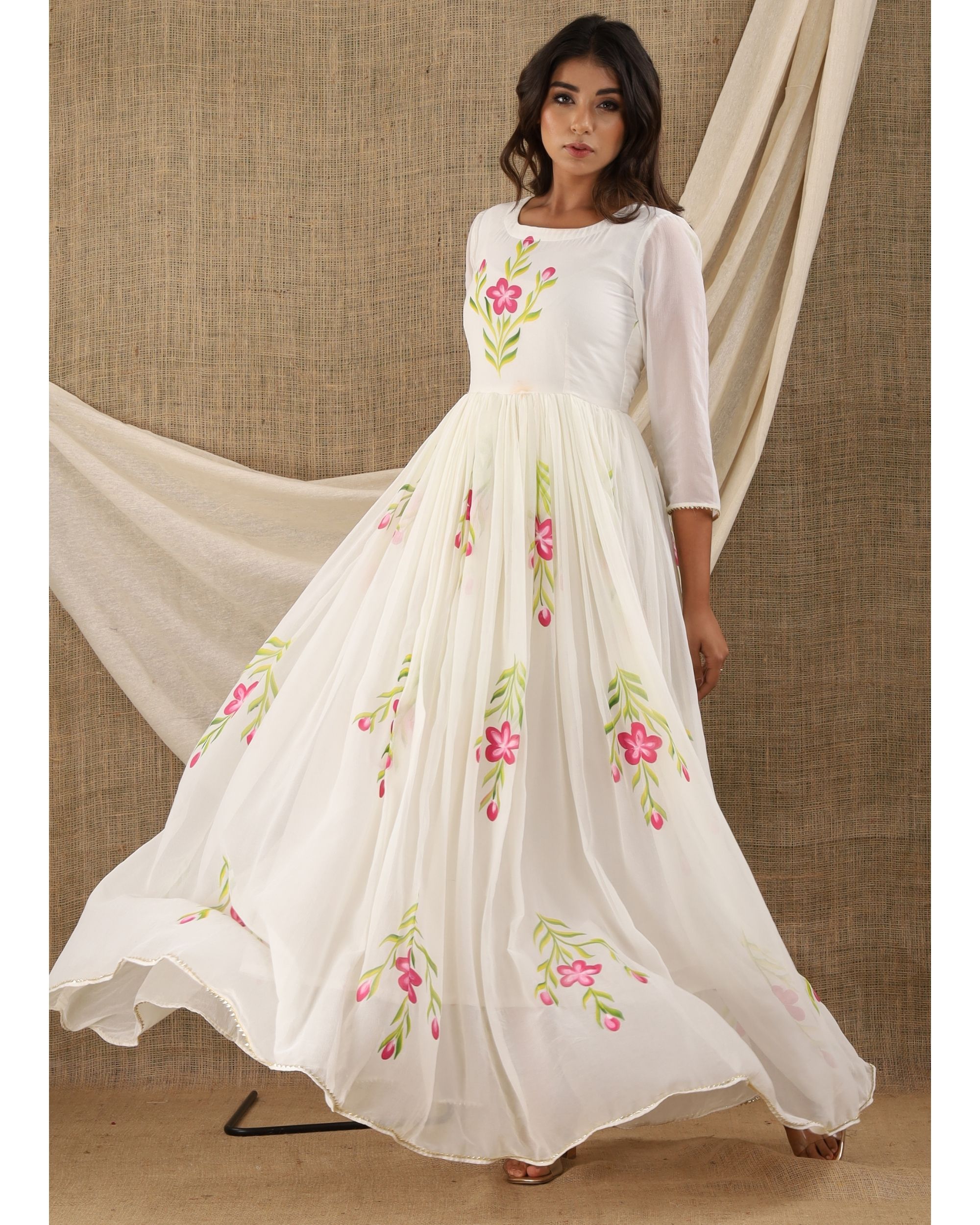 Hand-painted Rose Dress – Navvi.in