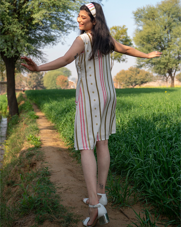 Ivory striped pocket dress 1