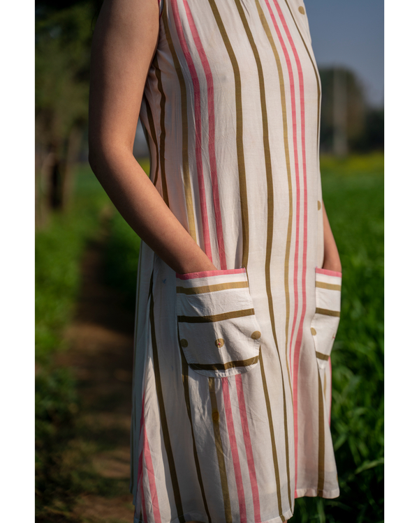 Ivory striped pocket dress 3
