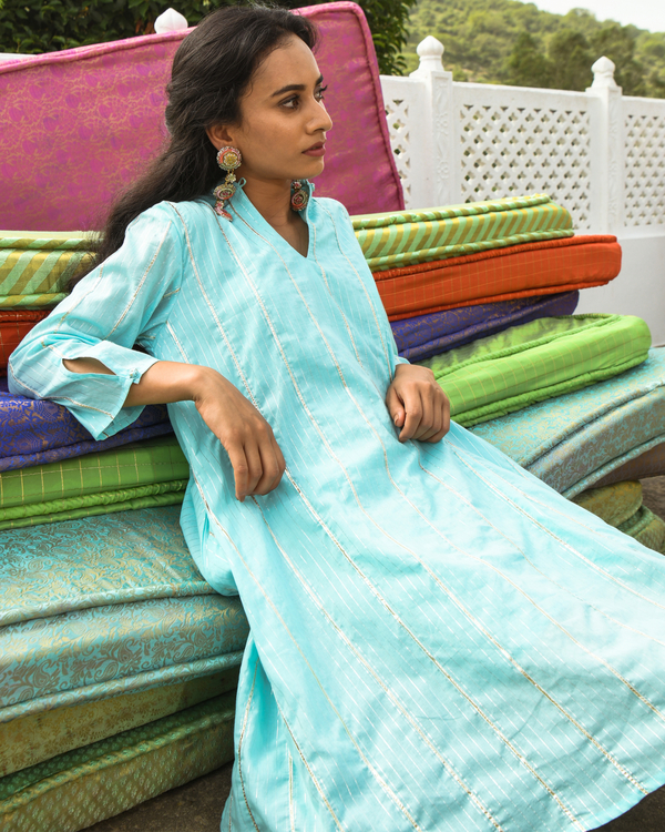 Sky blue swing dress 1