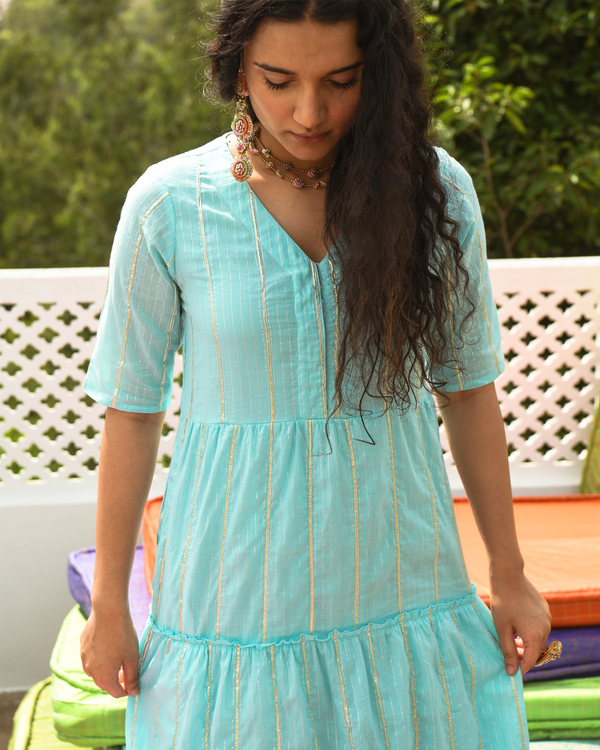 Sky blue tiered maxi dress 1