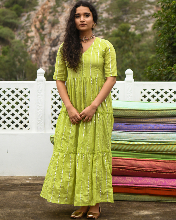 Grassy green tiered maxi dress 1