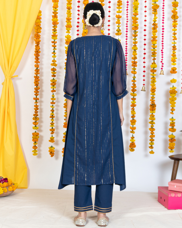 Blue puff sleeve kurta by Akiso The Secret Label