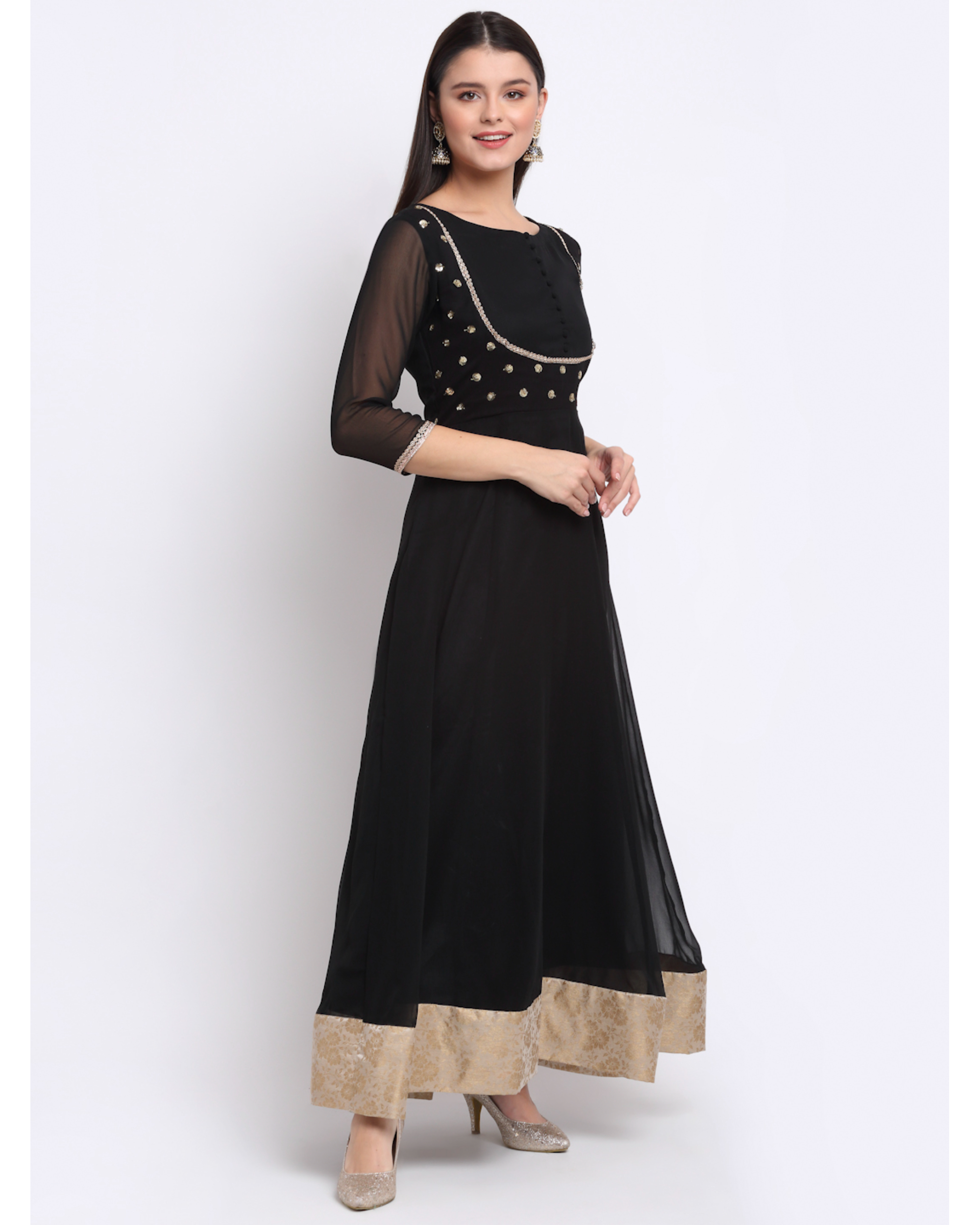 Eid Special Dusty Black Anarkali Suit LSTV115495