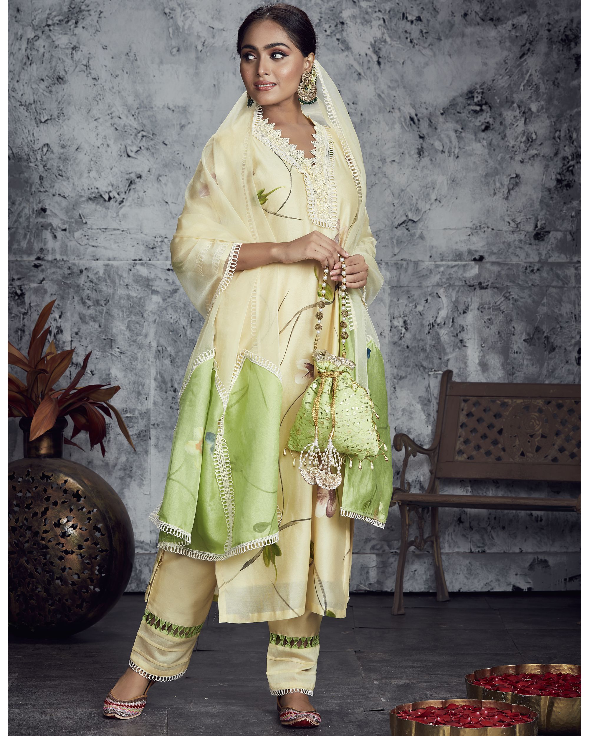 Hand painted lemon yellow suit set - set of three by Miar | The Secret Label