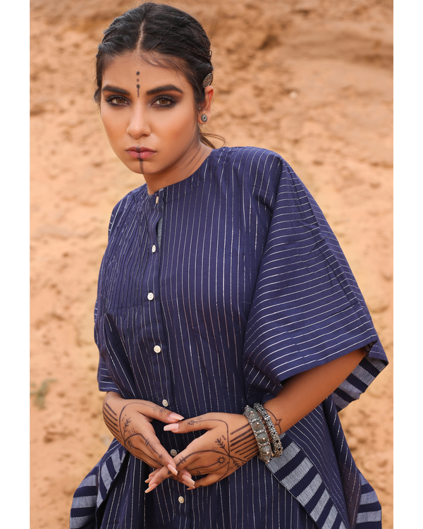 Kaftan with deep blue striped pants - set of two 2