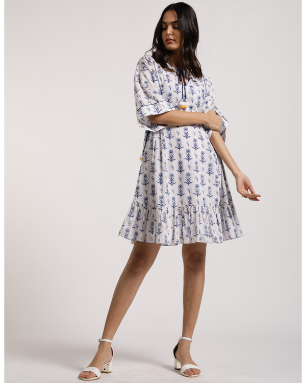 Printed white easy dress with slip - set of two 3