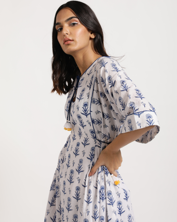 Printed white easy dress with slip - set of two 4
