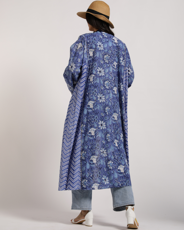Blue mosaic kimono jacket 1