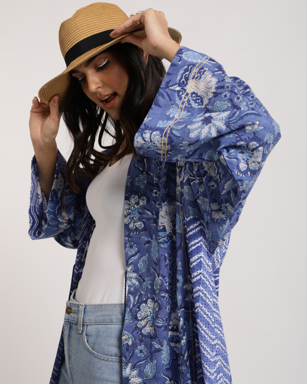 Blue mosaic kimono jacket 2