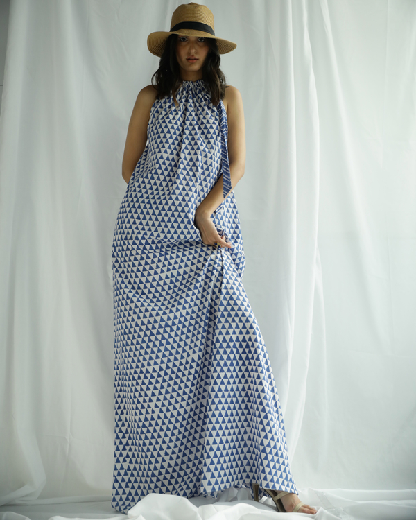 Printed blue maxi dress 3