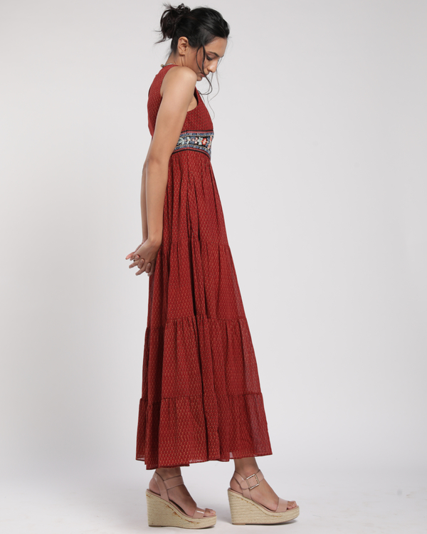 Red mulmul maxi dress 4