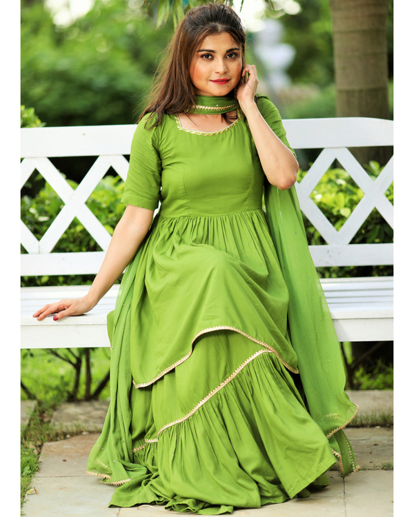 Emerald green suit set - set of three by Shreetatvam | The Secret Label