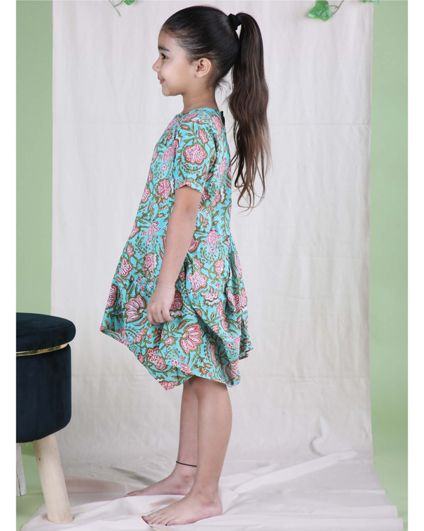 Mint green hand block printed cowl dress 2
