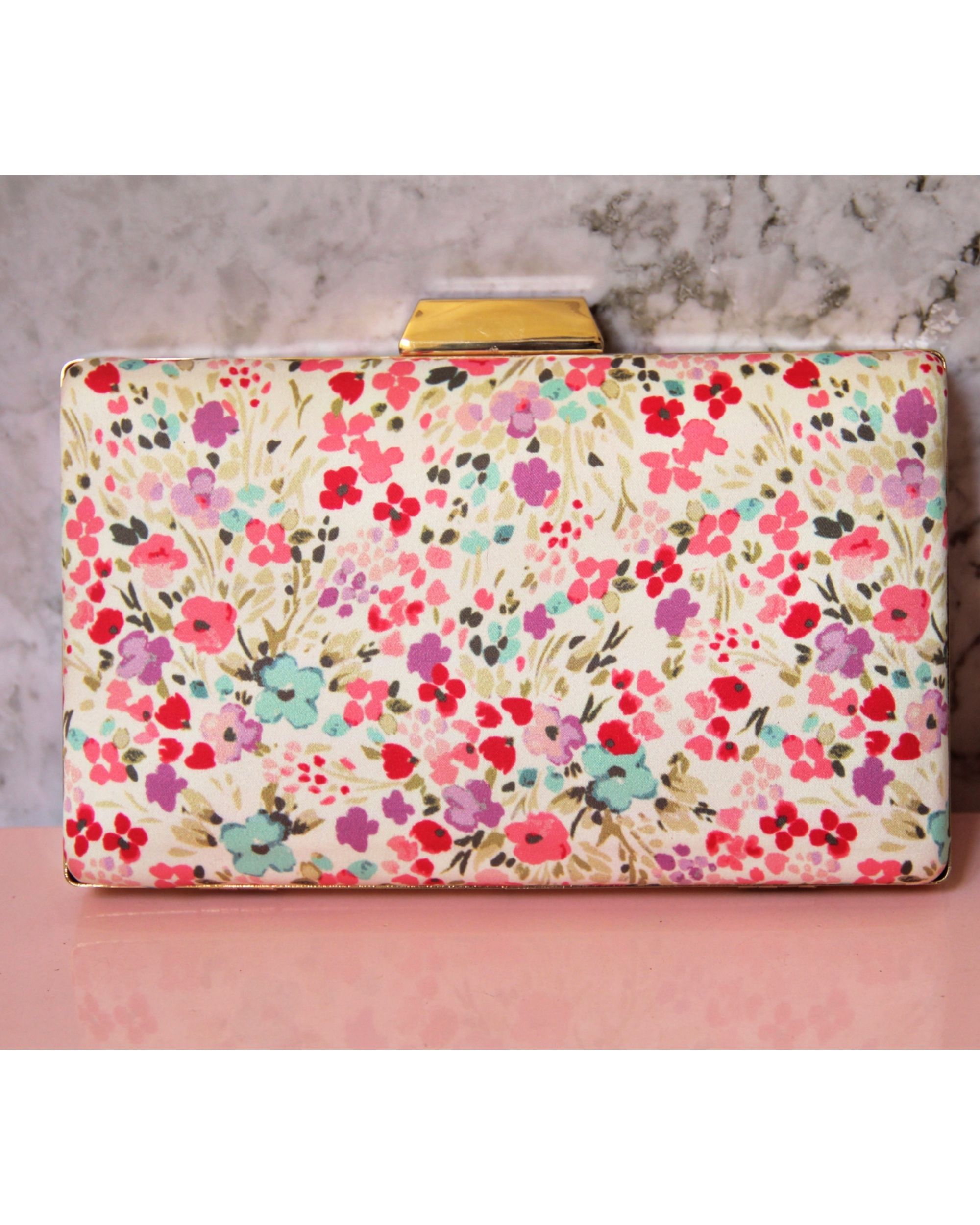 Flower print clutch outlet bag