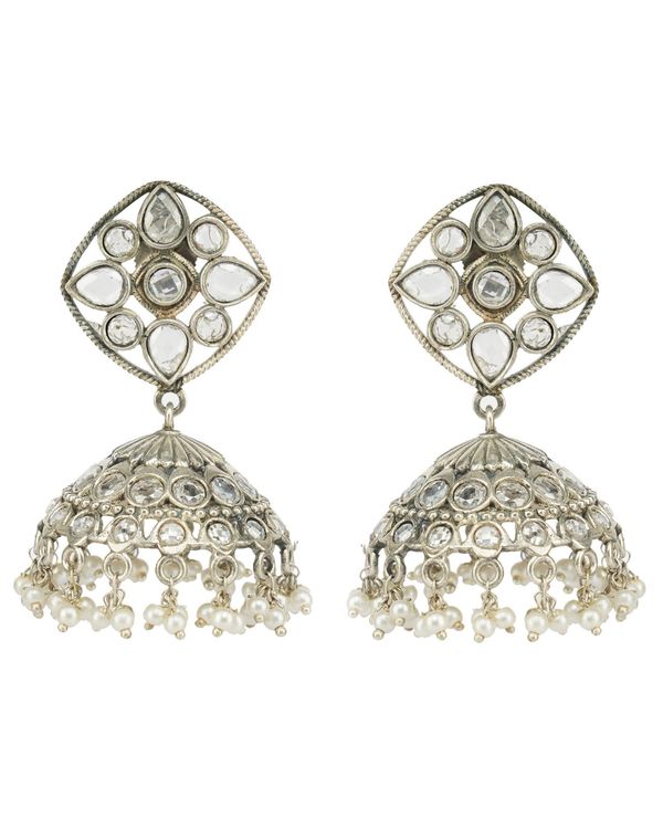 White stone embellished earrings 1