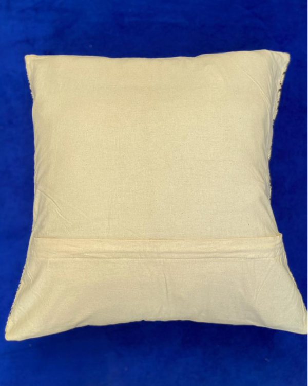 Black and white hand block printed cotton dari cushion cover 1