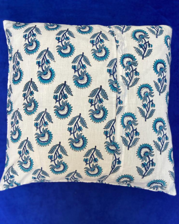 Multicolour hand block printed cotton cushion cover 1