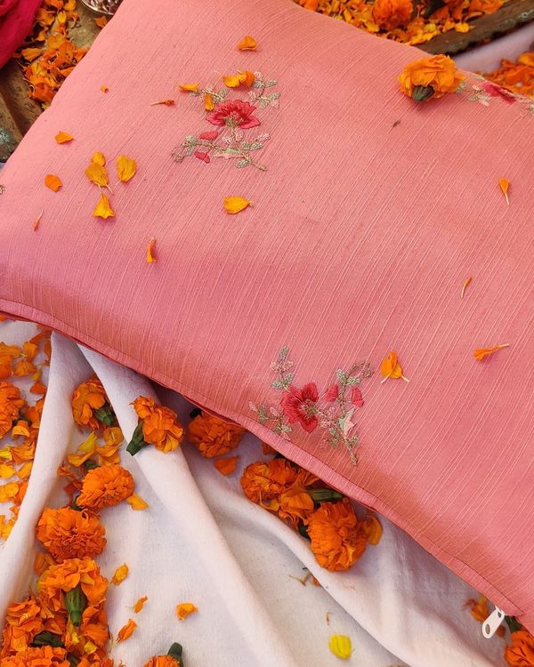 Pink embroidered cushion covers 1