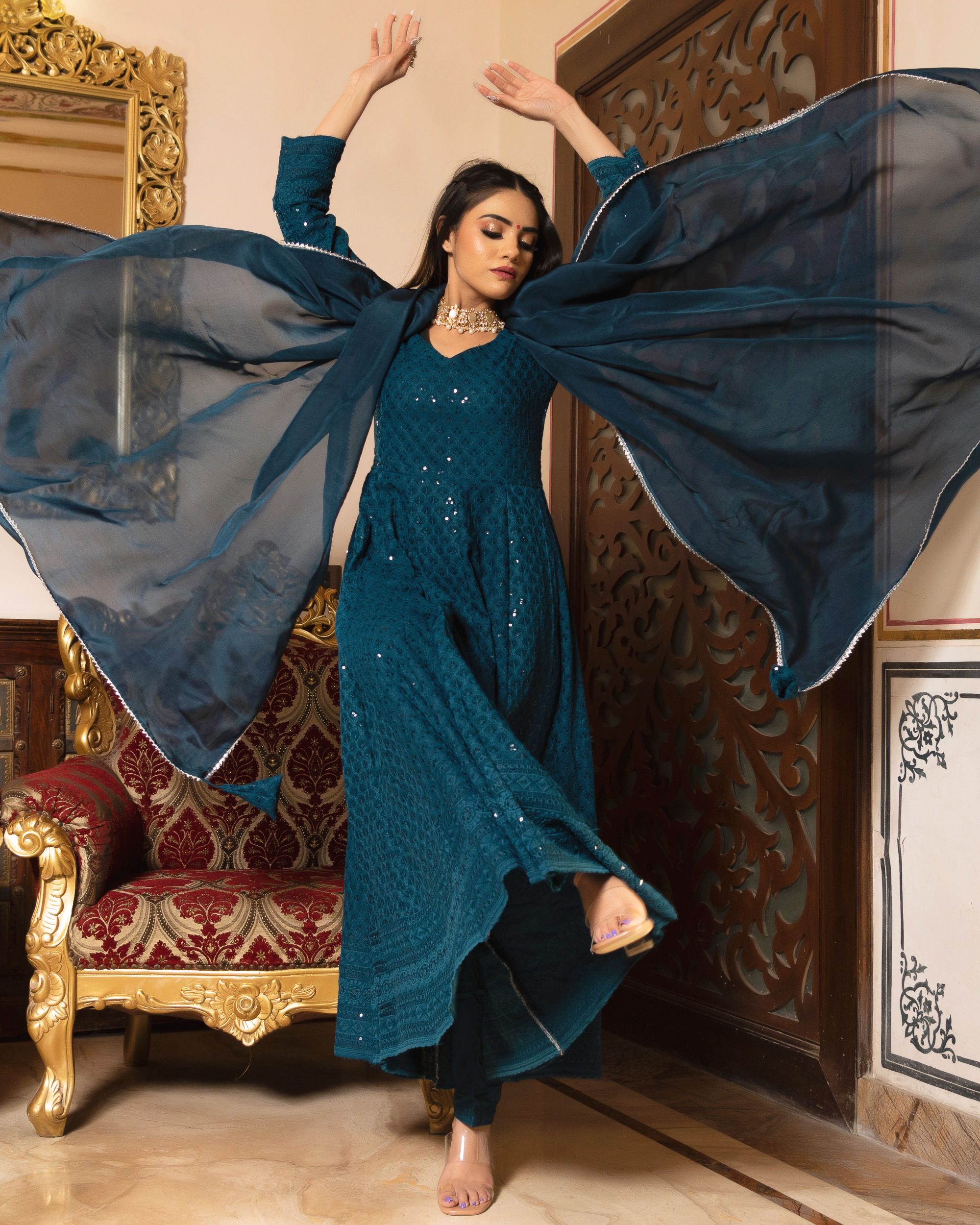 Teal (Green Blue)Handloom Cotton Shift Dress – Madhurima Bhattacharjee