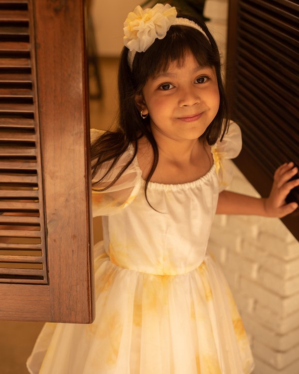 Yellow tie-dye organza dress 1
