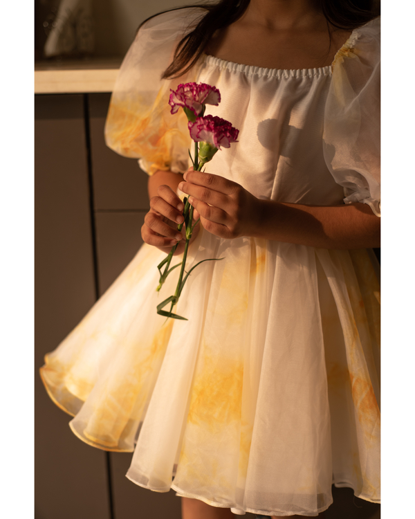 Yellow tie-dye organza dress 2