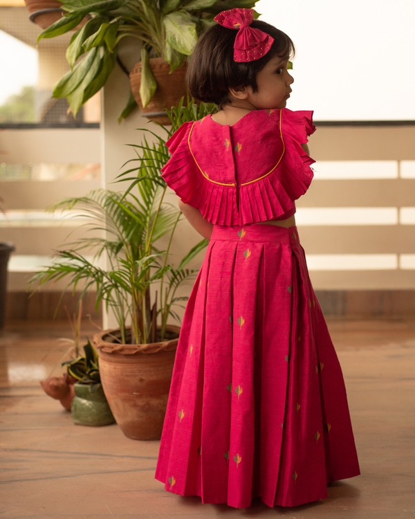 Dark pink frill top and skirt set - set of two 2