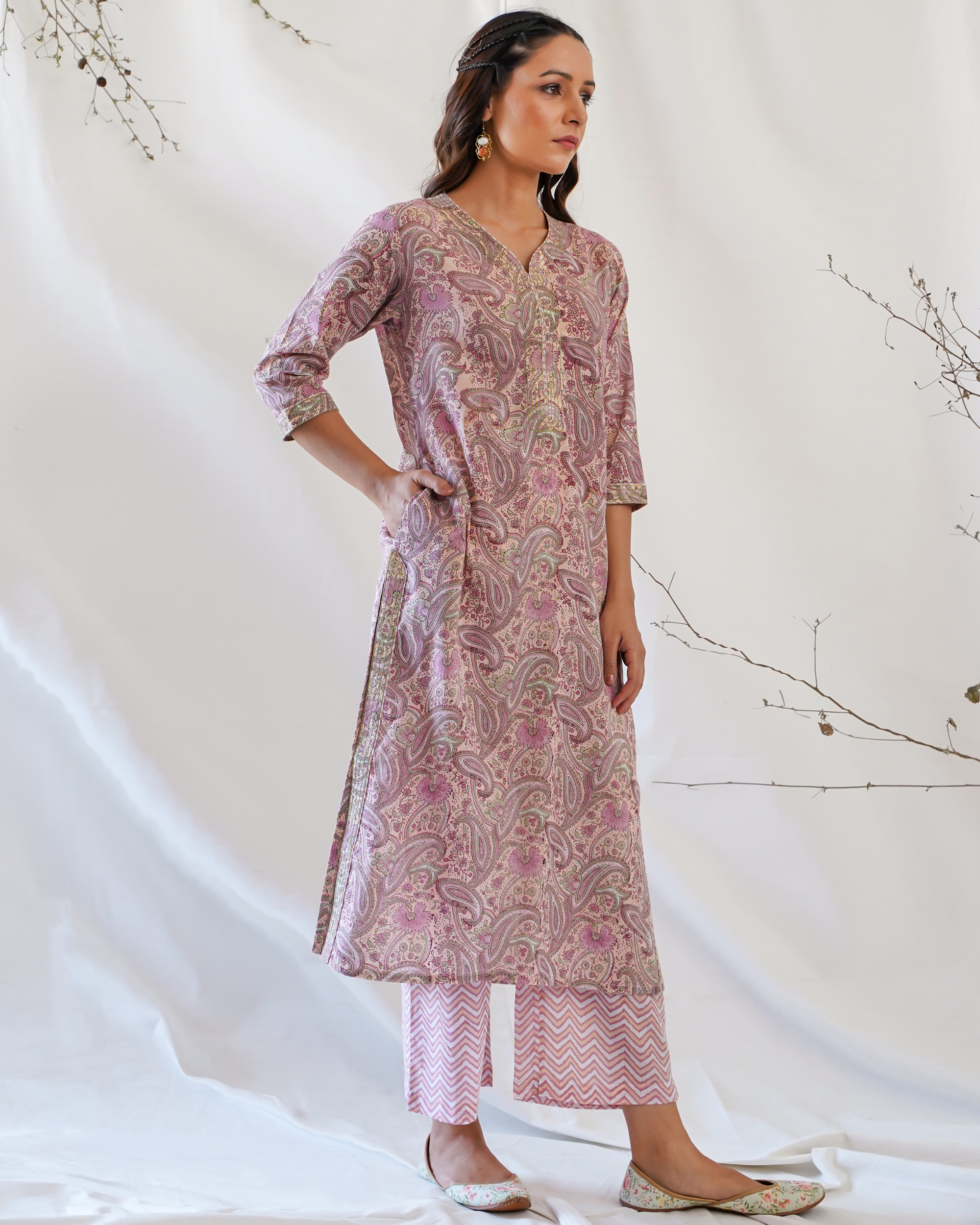 Women Peach Mulmul Cotton Kurta Set (Pack Of 3 Pcs- Kurta & Pant With –  Anaysa Fashion