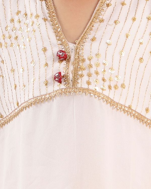 White and yellow sequin flower embroidered lehenga set - set of three 2