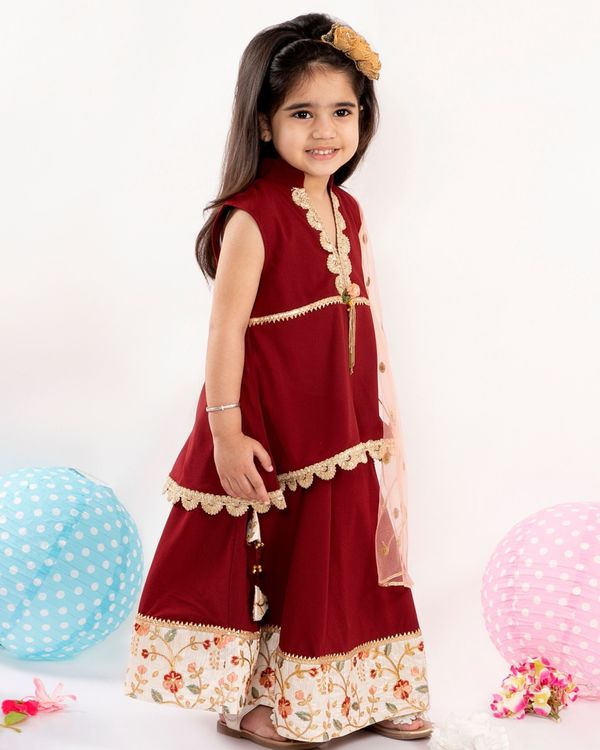 Maroon gota patti work lehenga set - set of three 3