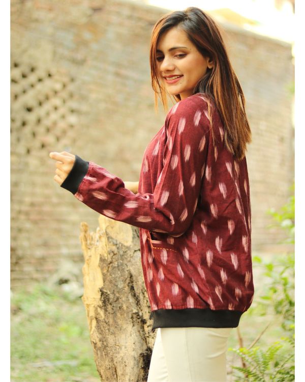 Maroon ikat bomber jacket 1