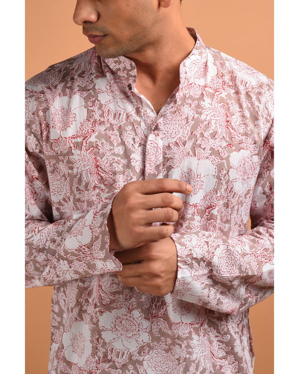 Light brown hand block printed kurta 1